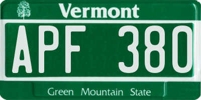 VT license plate APF380