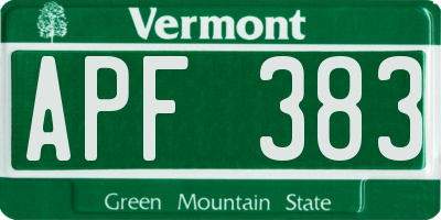 VT license plate APF383