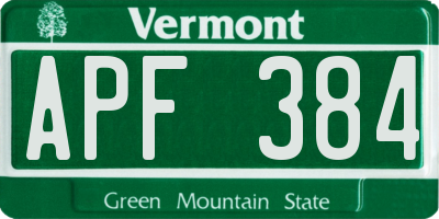 VT license plate APF384