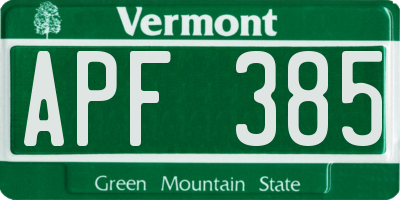 VT license plate APF385