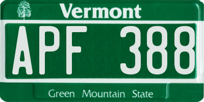 VT license plate APF388