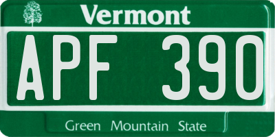 VT license plate APF390