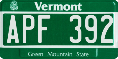 VT license plate APF392