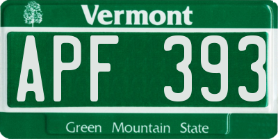 VT license plate APF393