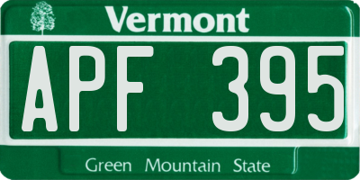 VT license plate APF395