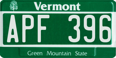 VT license plate APF396