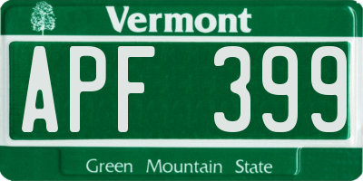 VT license plate APF399
