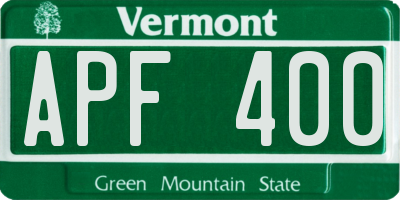VT license plate APF400