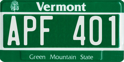 VT license plate APF401