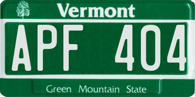 VT license plate APF404