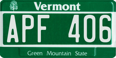 VT license plate APF406