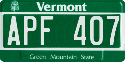 VT license plate APF407