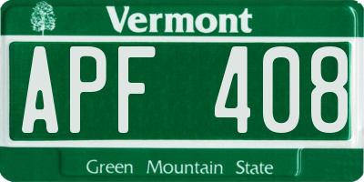 VT license plate APF408
