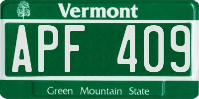 VT license plate APF409