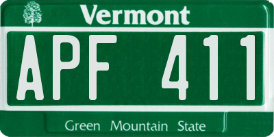 VT license plate APF411