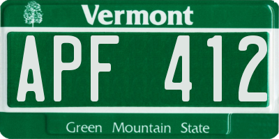 VT license plate APF412