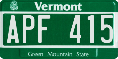 VT license plate APF415