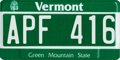 VT license plate APF416