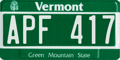 VT license plate APF417