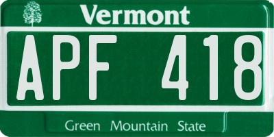 VT license plate APF418