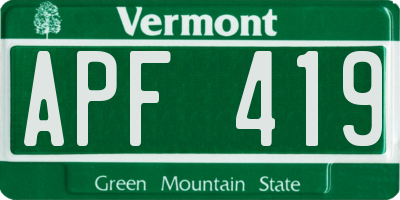 VT license plate APF419