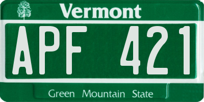 VT license plate APF421