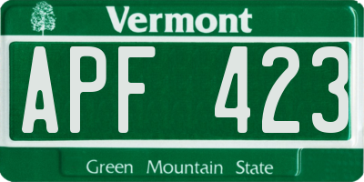 VT license plate APF423