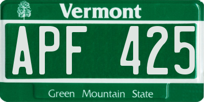 VT license plate APF425