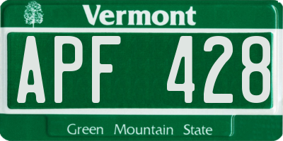 VT license plate APF428