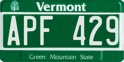 VT license plate APF429