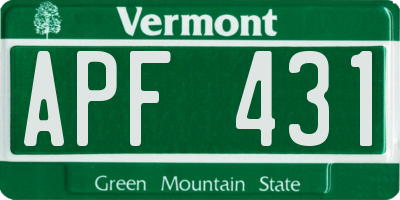 VT license plate APF431
