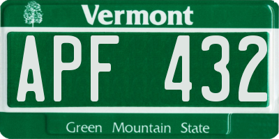 VT license plate APF432
