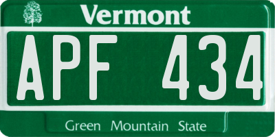 VT license plate APF434