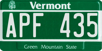 VT license plate APF435