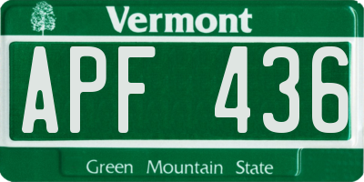 VT license plate APF436