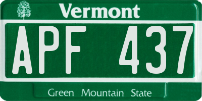VT license plate APF437