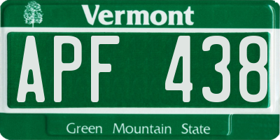 VT license plate APF438