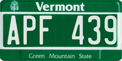 VT license plate APF439