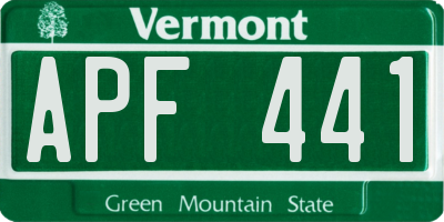 VT license plate APF441