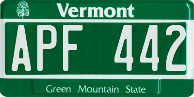 VT license plate APF442