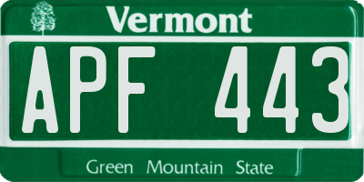 VT license plate APF443