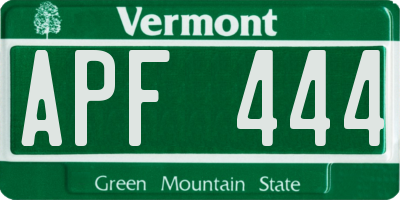 VT license plate APF444