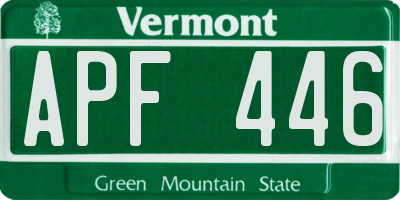 VT license plate APF446