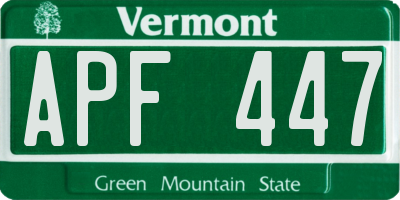 VT license plate APF447