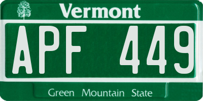 VT license plate APF449