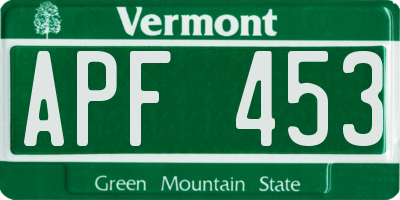 VT license plate APF453