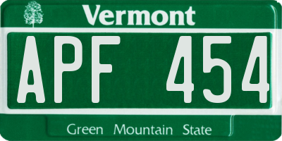 VT license plate APF454