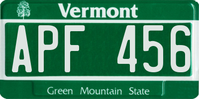 VT license plate APF456