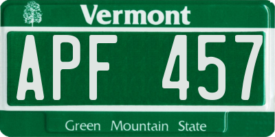 VT license plate APF457