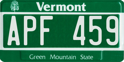 VT license plate APF459